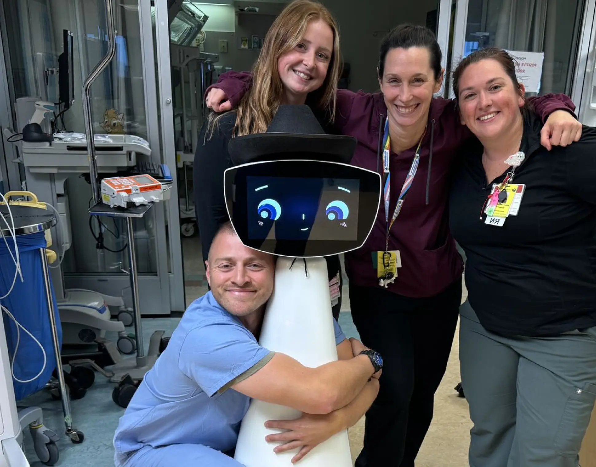 Robin with healthcare staff